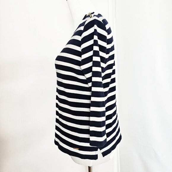 Ellen Tracy White and Navy Long Sleeve Shirt - Picture 5 of 5